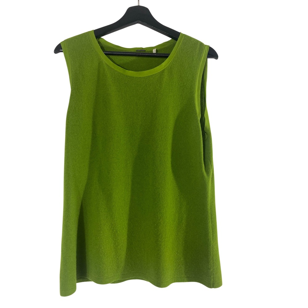 Elie Tahari Sweater Tank Women S Green Excellent Cashmere Sleeveless Crew Neck